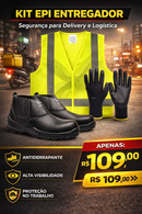 Kit EPI Entregador Bota Segurança + Colete Refletivo + Luva Proteção Trabalho Logística Delivery