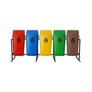 CONJUNTO COLETA SELETIVA 60L COM 5 LIXEIRAS | KIT COMPLETO COM SUPORTE METÁLICO