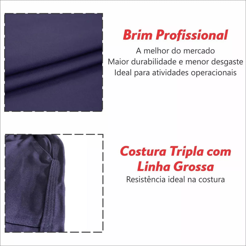 Calça Uniforme Elástico Total Brim Pesado - Azul Marinho