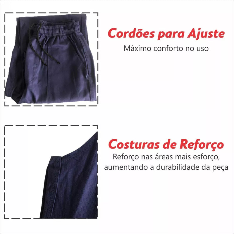 Calça Uniforme Elástico Total Brim Pesado - Azul Marinho