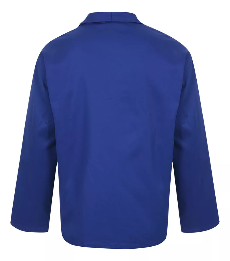 Camisa Jaleco Brim Manga Longa Fechada Uniforme Azul Royal