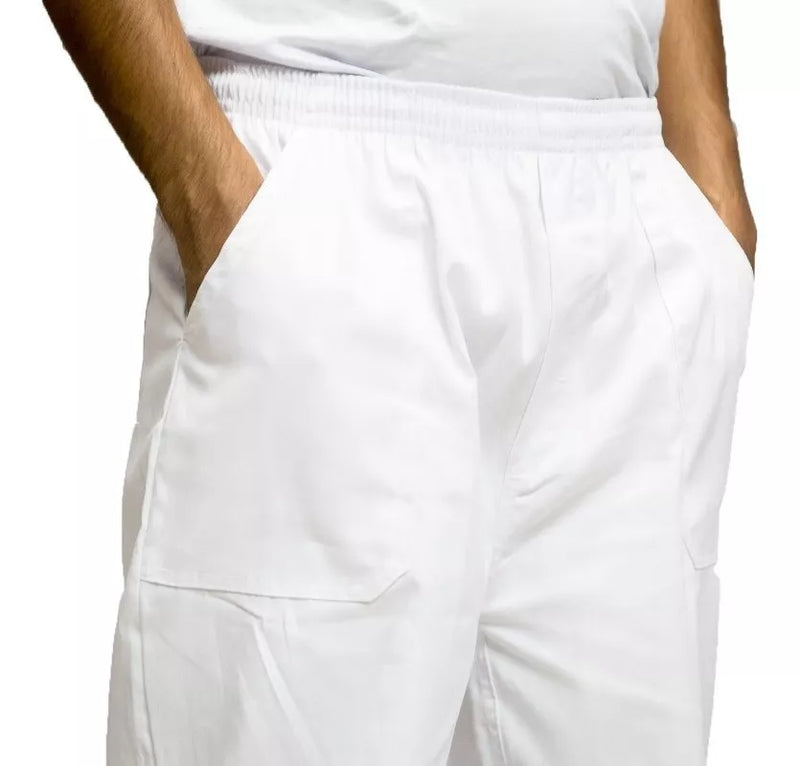 Calça Uniforme Elástico Total Brim Pesado - Branca