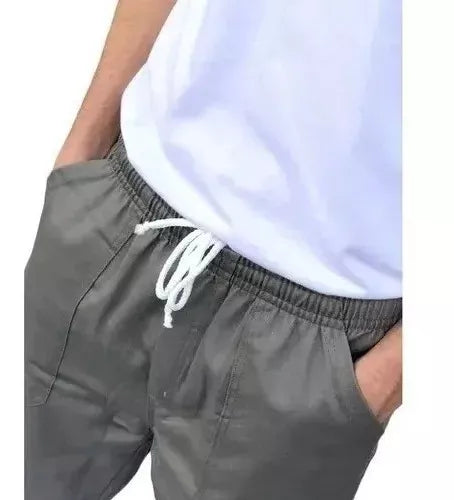 Calça Uniforme Elástico Total Brim Pesado - Cinza