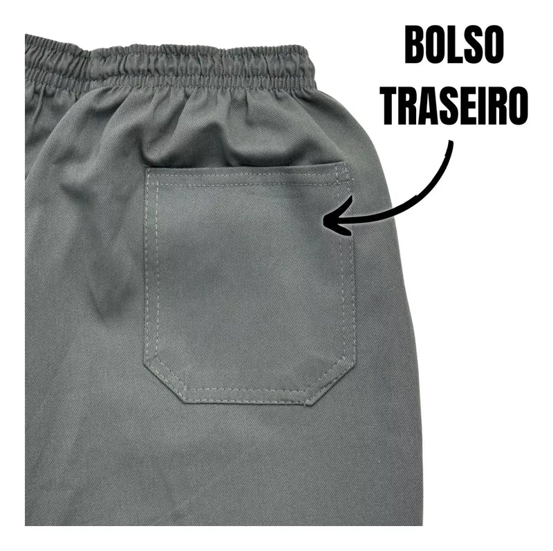 Calça Brim Pesado Cinza Serviço Externo C/ Faixa Refletiva