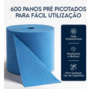 PANO MULTIUSO AZUL ROLO COM 600 PANOS | 20x40cm | ALTA ABSORÇÃO | LIMPEZA PROFISSIONAL