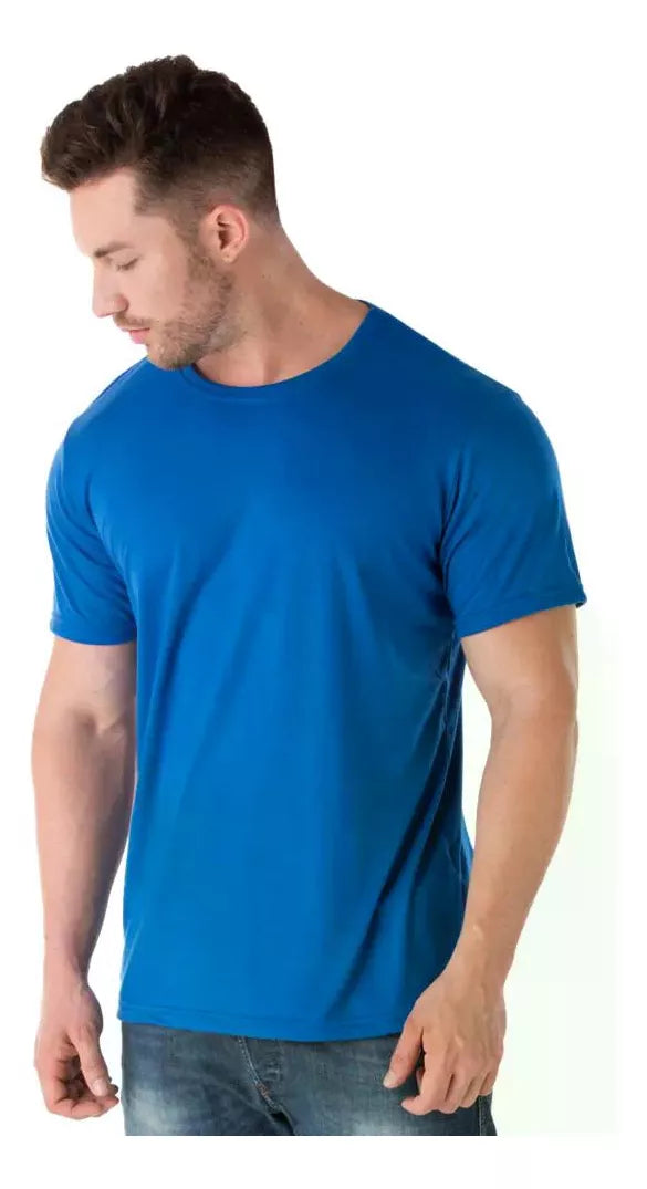 Camiseta Malha Fria Masculina Básica Lisa Camisa Malha Pv - Azul Royal