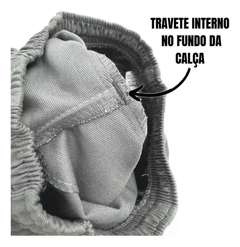 Calça Brim Pesado Cinza Serviço Externo C/ Faixa Refletiva