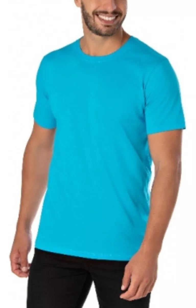 Camiseta Malha Fria Masculina Básica Lisa Camisa Malha Pv - Turquesa
