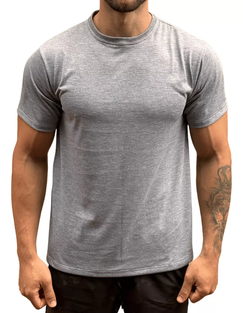 Camiseta Masculina Básica Gola Redonda Malha Pv Anti-pilling - Cinza Mescla