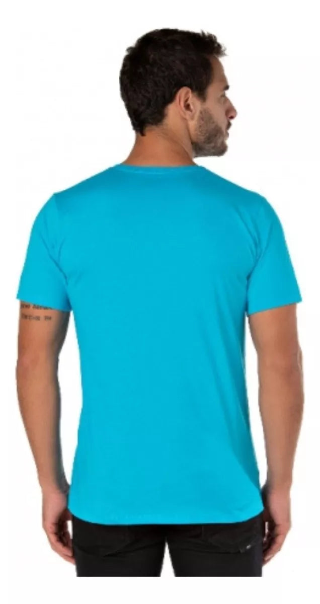 Camiseta Malha Fria Masculina Básica Lisa Camisa Malha Pv - Turquesa
