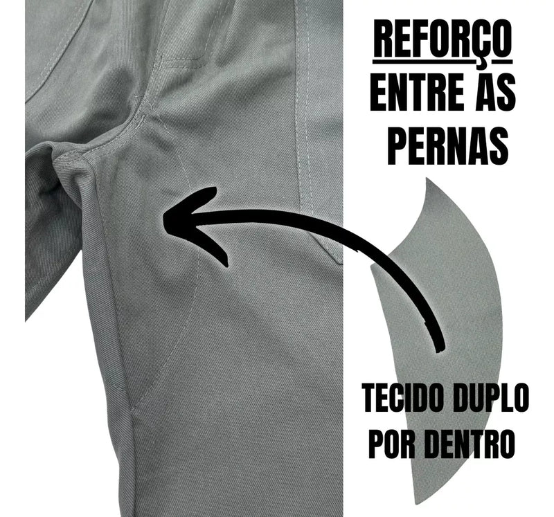 Calça Brim Pesado Cinza Serviço Externo C/ Faixa Refletiva