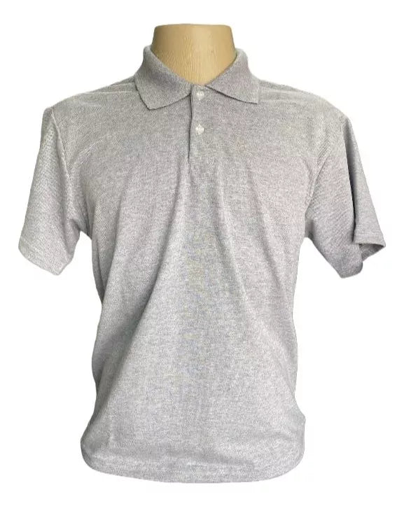 Camisa Polo Básica Masculina Adulto Pique Lisa - Cinza Mescla