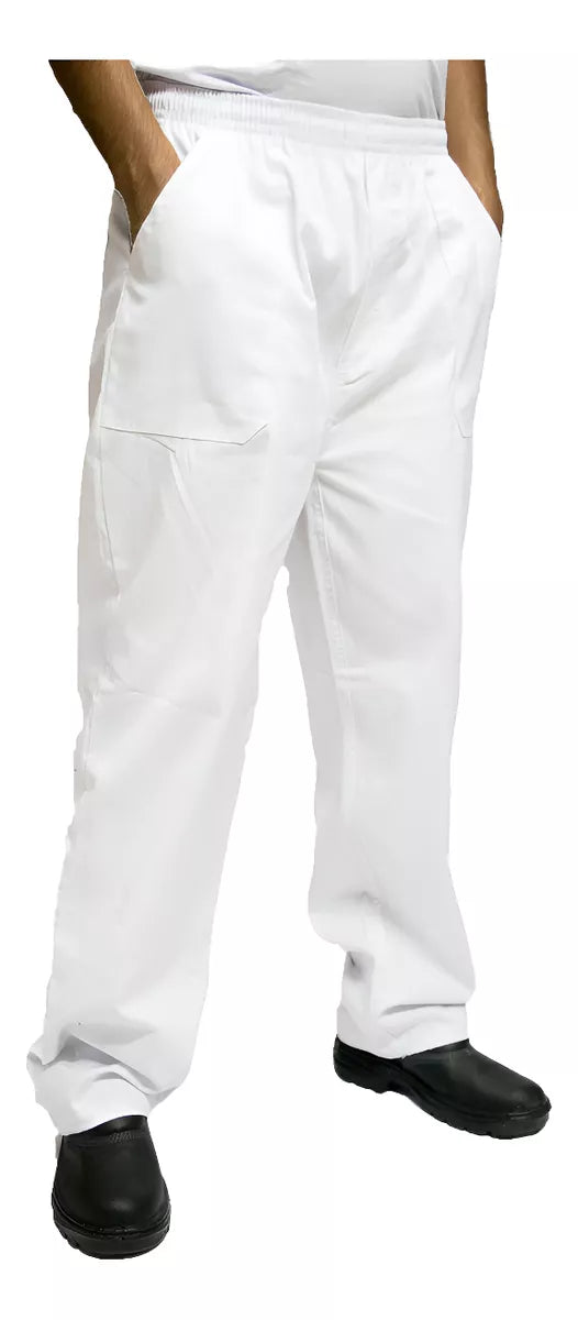 Calça Uniforme Elástico Total Brim Pesado - Branca