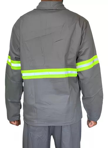 Camisa Brim Profissional Faixa Refletiva Manga Longa - Cinza