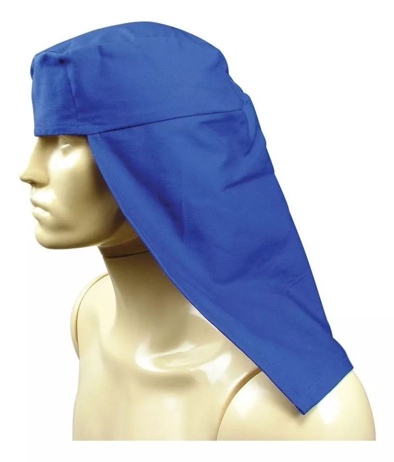 Capuz De Soldador -Touca Árabe De Brim Azul Proteção Ao Sol