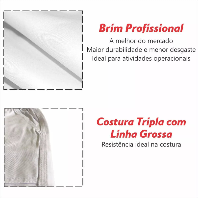 Calça Uniforme Elástico Total Brim Pesado - Branca