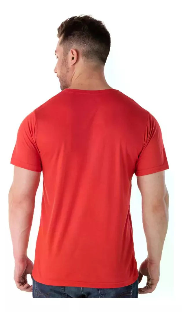 Camiseta Malha Fria Masculina Básica Lisa Camisa Malha Pv - Vermelha