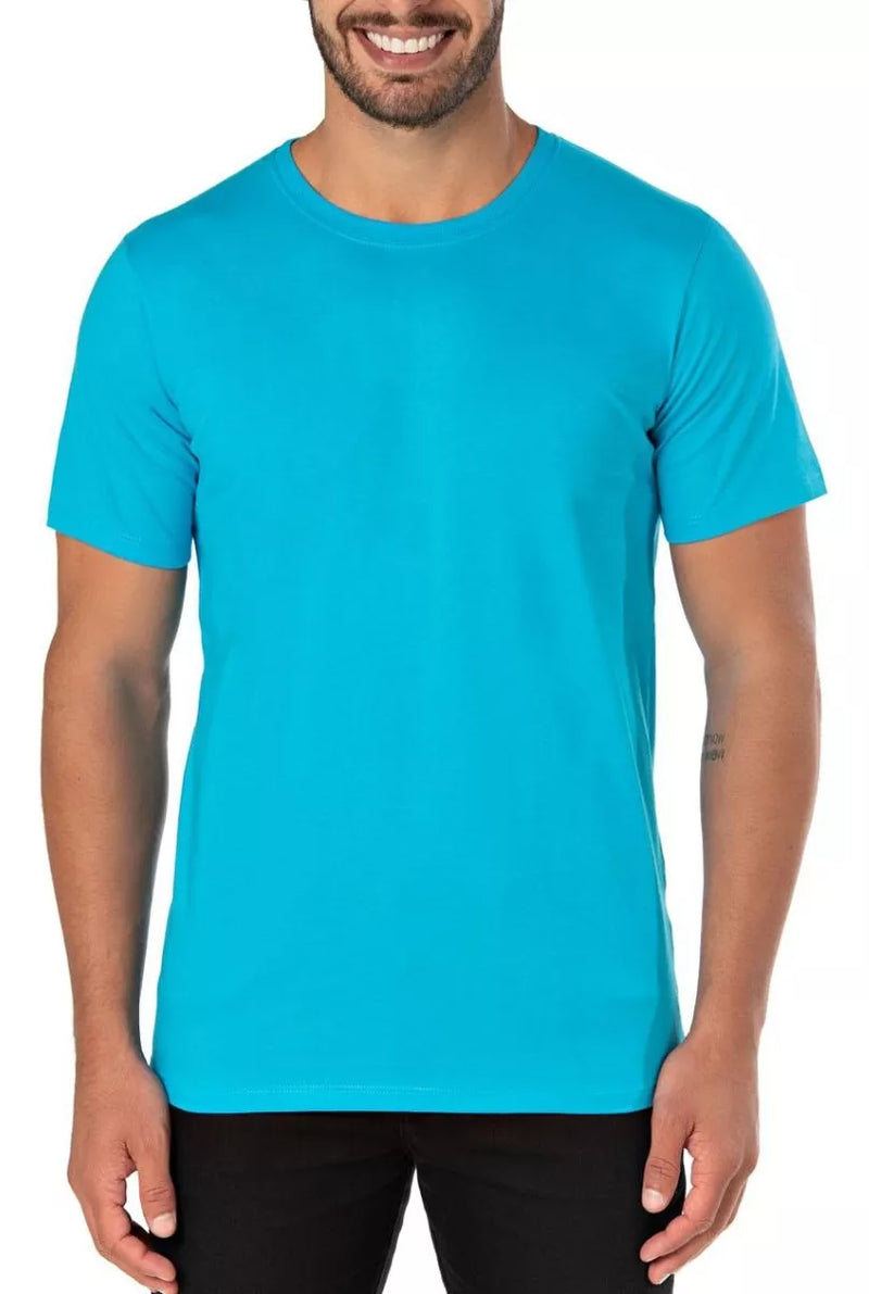 Camiseta Malha Fria Masculina Básica Lisa Camisa Malha Pv - Turquesa