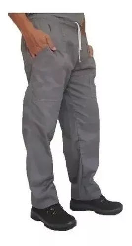 Calça Uniforme Elástico Total Brim Pesado - Cinza