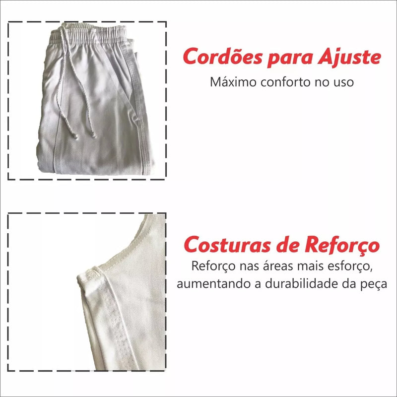Calça Uniforme Elástico Total Brim Pesado - Branca