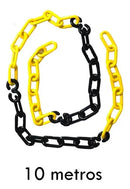 KIT 10 MTS CORRENTE PLASTICA AMARELA E PRETA ELO GRANDE 9MM