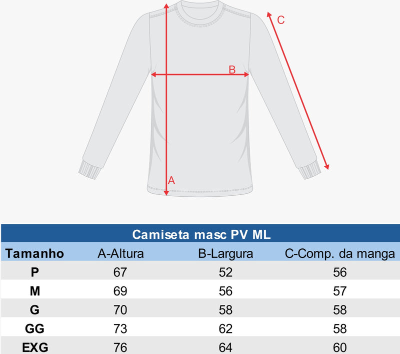 Camiseta Gola Redonda Malha PV Manga Longa - Branca