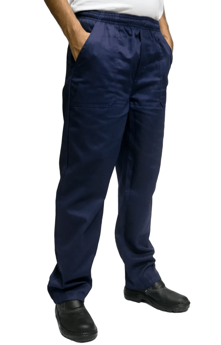 Calça Uniforme Elástico Total Brim Pesado - Azul Marinho
