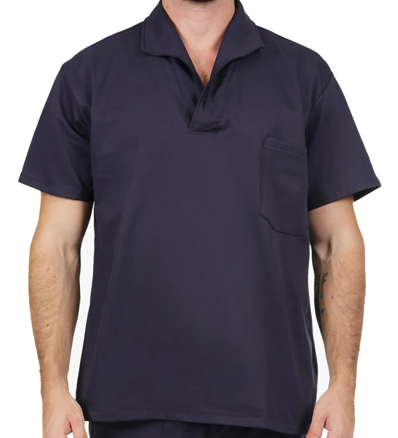 Camisa Brim Manga Curta Uniforme Profissional Azul Marinho